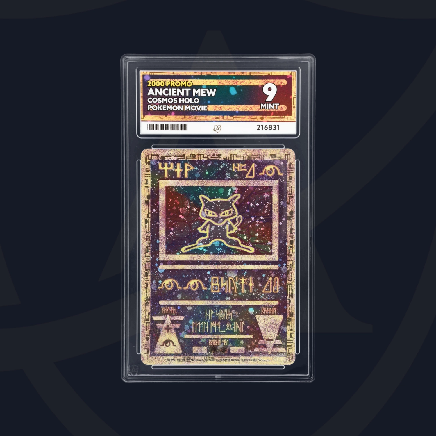 Cert #216831 - 2000 - Ancient Mew - Promo - Cosmos Holo - Pokemon Movie -  Grade 9 | Ace Grading - Trading Card Grading Services
