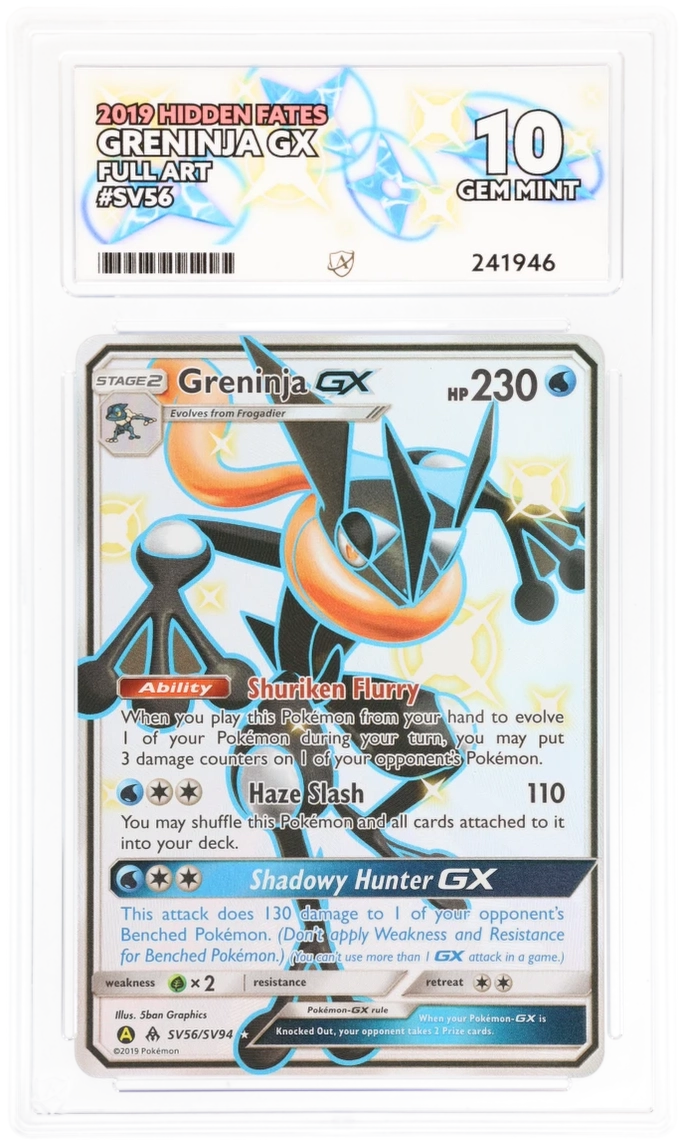 ニンフィアGX SSR Ace Grading 10 Cert #241946 - 2019 - Greninja GX - Hidden Fates - SV56/SV94