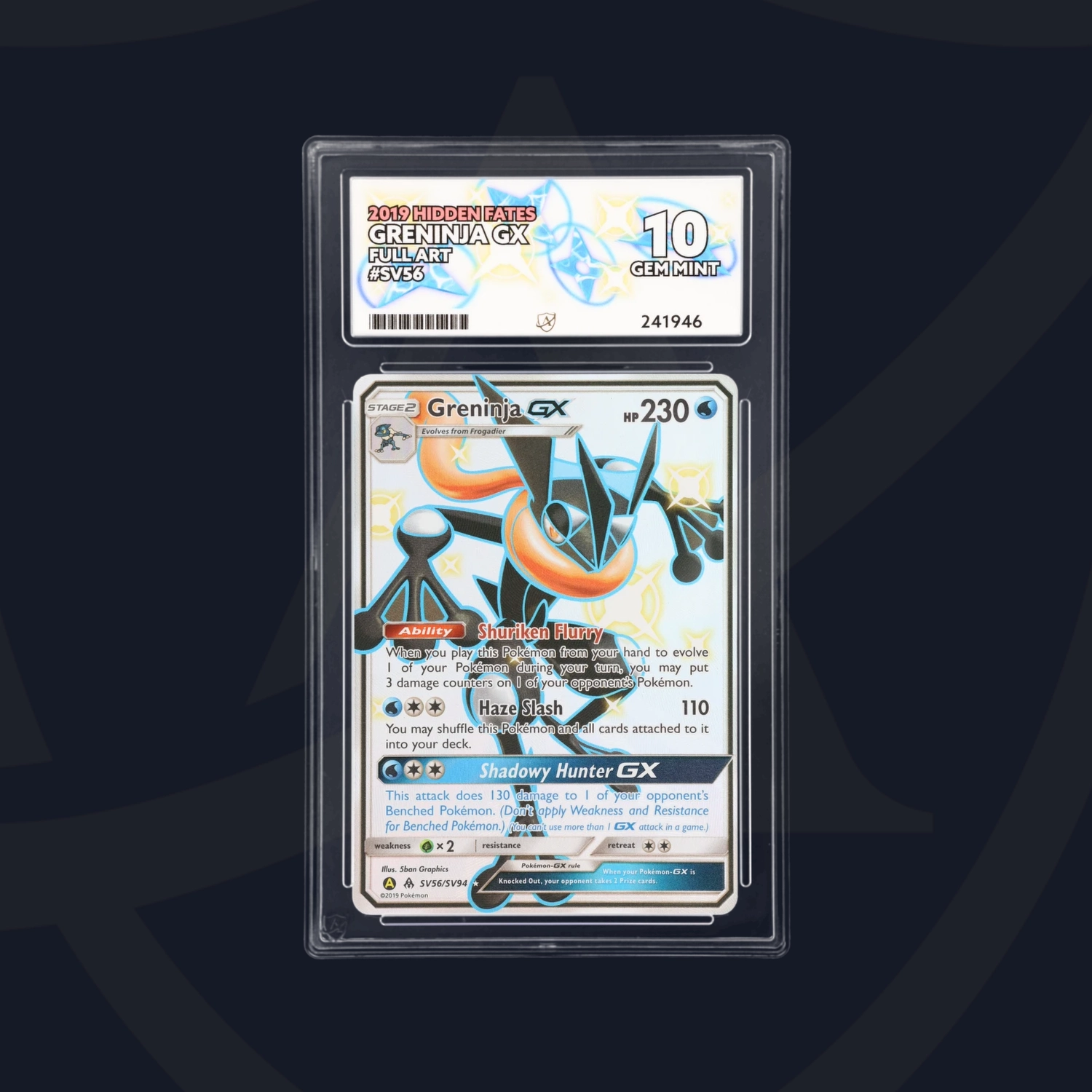 Cert #241946 - 2019 - Greninja GX - Hidden Fates - SV56/SV94