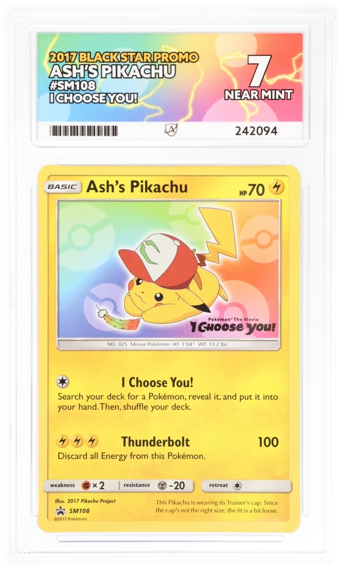 Cert #242094 - 2017 - Ash's Pikachu - Black Star Promo - SM108 - I