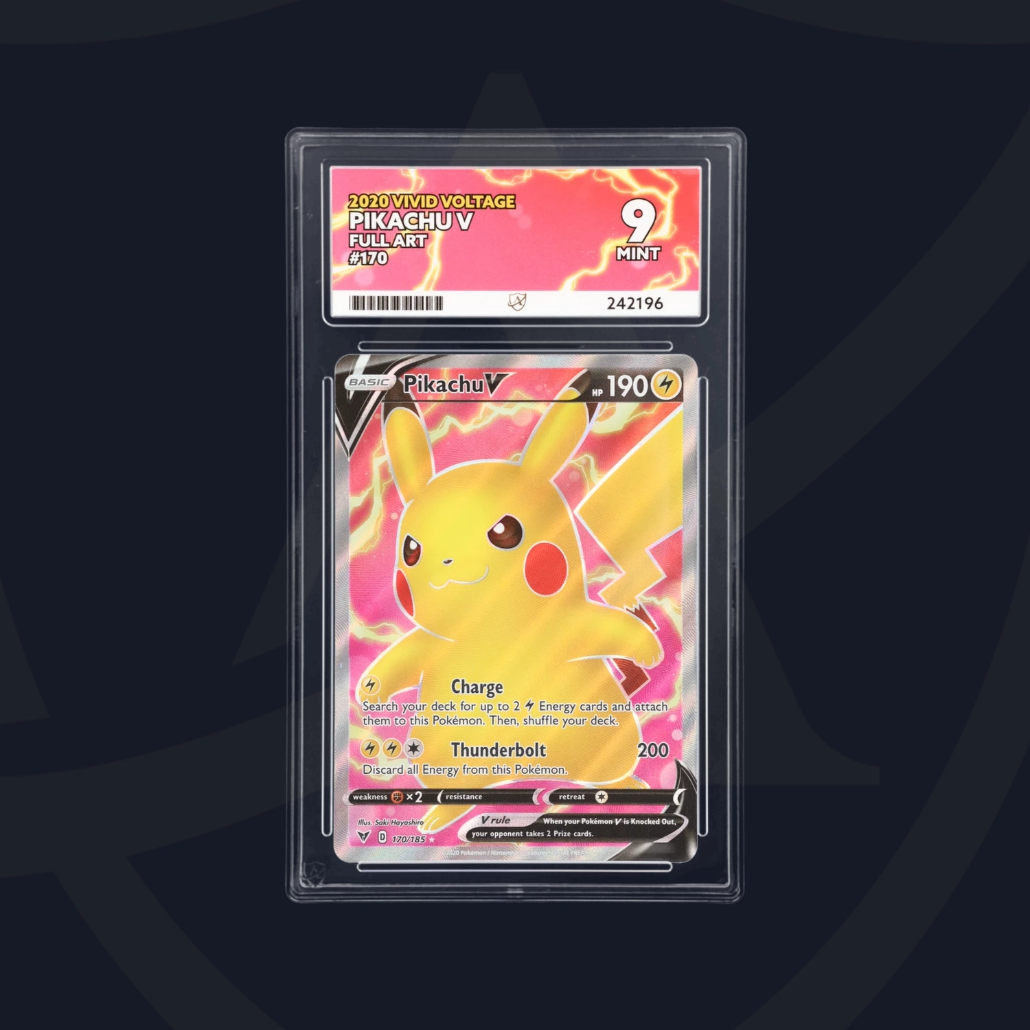 Cert #242196 - 2020 - Pikachu V - Vivid Voltage - 170/185 - Full