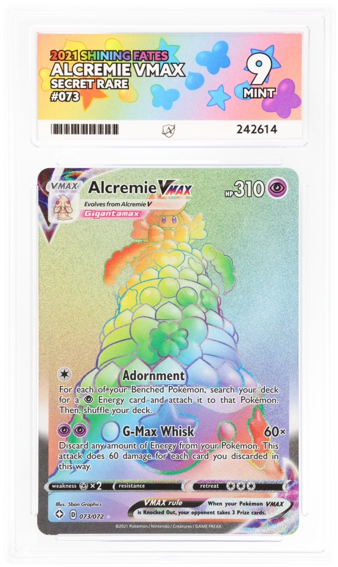 alcremie vmax pokemon card value 073/072 Full Art Secret Rare  Shining Fates  Near Mint  English This attack does 60 damage for each card you discarded in this way Alcremie Vmax 073/072 Shining Fates