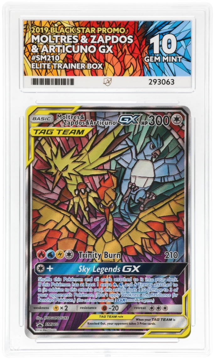 Cert #293063 - 2019 - Moltres & Zapdos & Articuno GX - Black Star