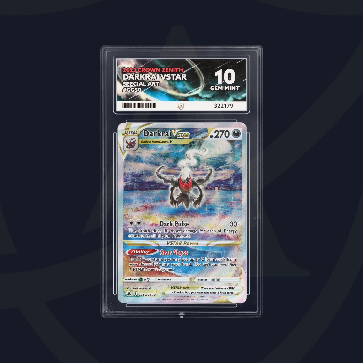 Cert #322179 - 2023 - Darkrai VSTAR - Crown Zenith - GG50/GG70