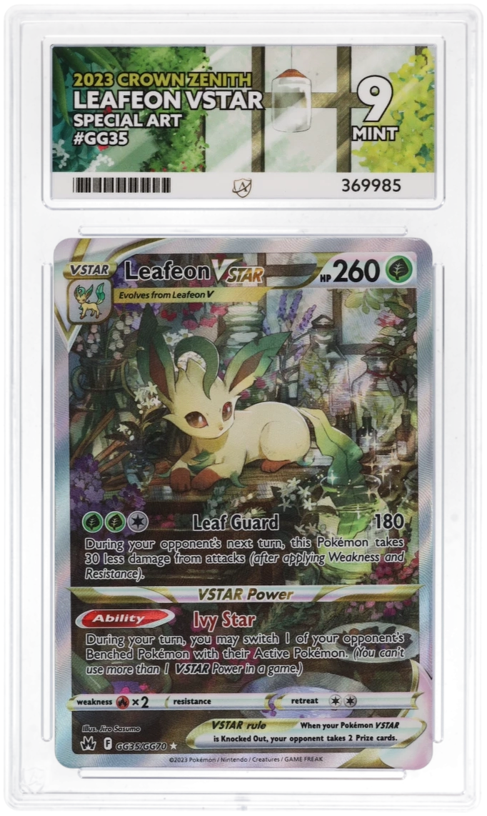 Cert #369985 - 2023 - Leafeon VSTAR - Crown Zenith - GG35/GG70 - Special  Art - Grade 9 | Ace Grading - Trading Card Grading Services